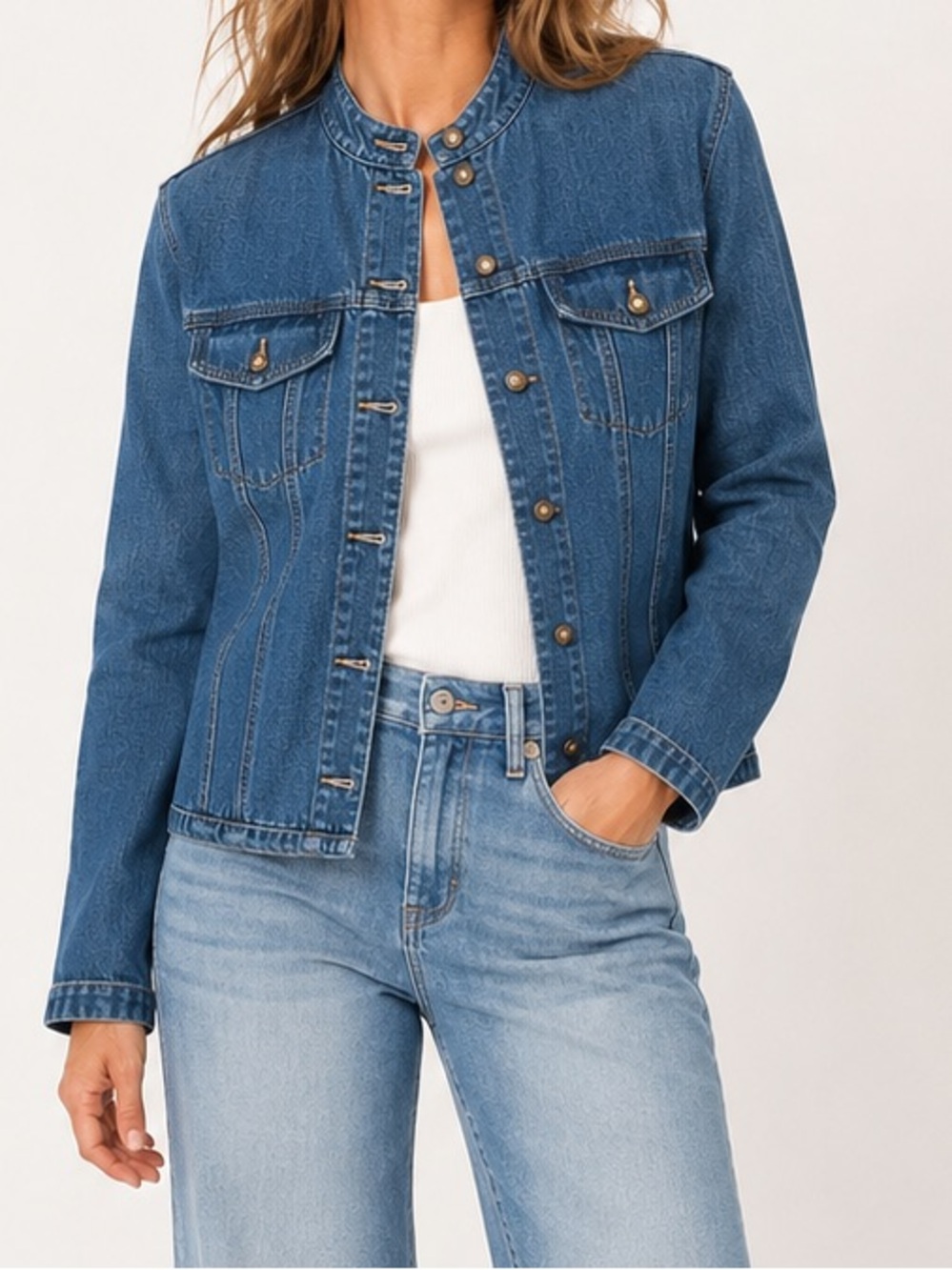 Vintage denim blue Shacket Shirt Jacket by first issue size 10 pure cotton 100%